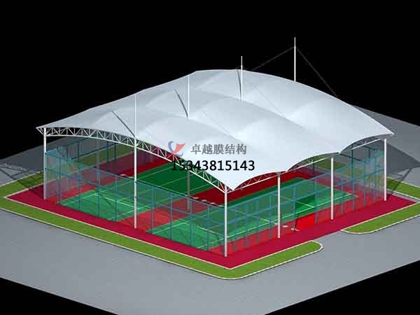 江蘇網(wǎng)球場膜結構頂蓋/籃球場屋頂/門球場雨棚安裝